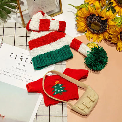 1set Clothes Suit Exquisite Soft Knitted Sweater DIY Accessories For 30cm Kawaii Yellow Duck Lalafanfan Plush Toys Stuffed Dolls