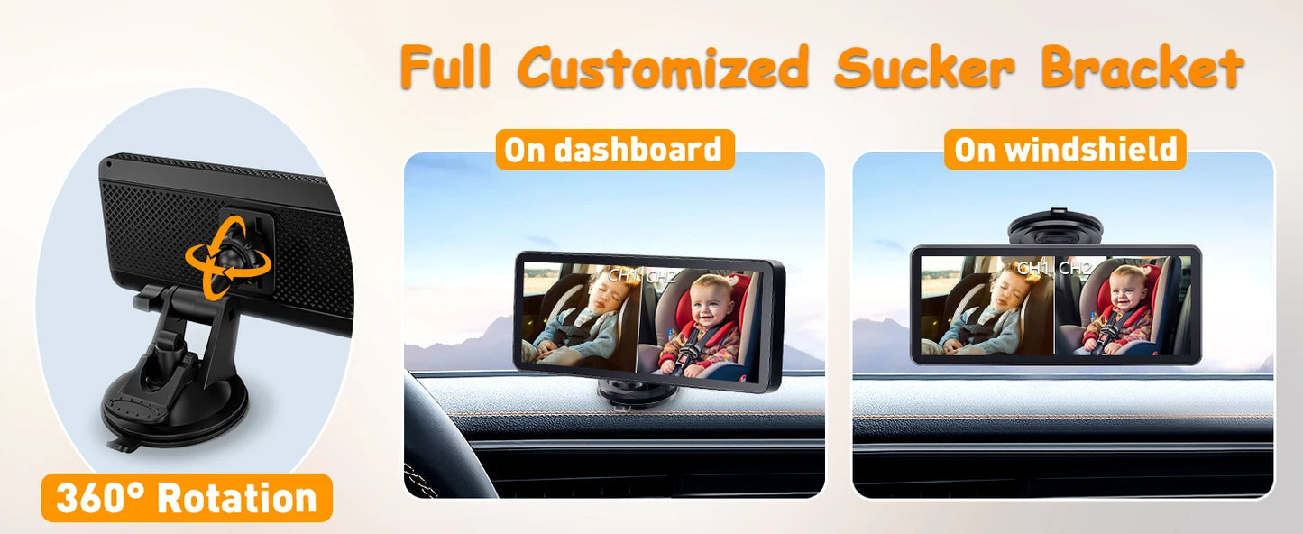 Car Baby Mirror Dual Channel Back Seat Baby Car Camera 1080P with Rear View Car Monitor 6.8'' IPS Screen Kids Pet Night Vision