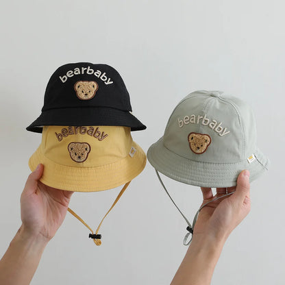 Cute Bear Baby Bucket Hats Korean Boy Girl Summer Uv Protection Fisherman Caps Kids Outdoor Sunshade Panama Basin Caps