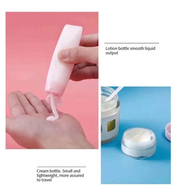 9 PCS Travel Dispensing Bottles Spray Bottles Lotion Bottles Cosmetic Bottles PET Plastic Bottles Seals Portable and Leak-proof