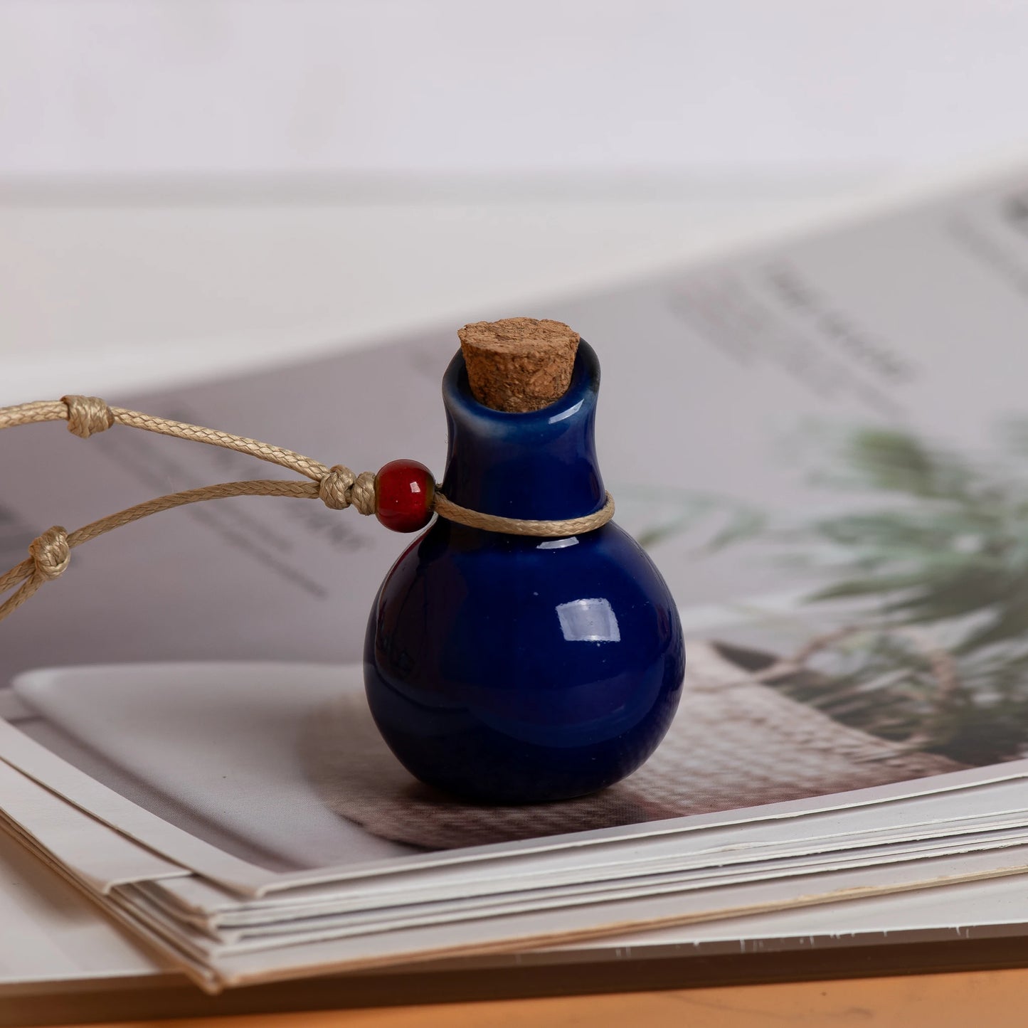 Handmade Ceramic Perfume Bottle Pendant Essential Oil Diffuser Artisan Craft Jewelry