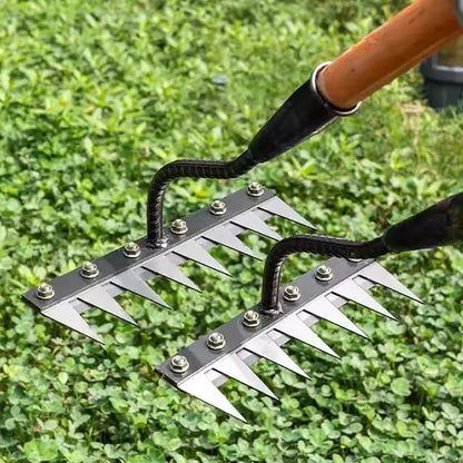 5/6/7/8 Teeth Agricultural Rake Soil Loosening Weeding Tool Manganese Steel Garden Weeding Rake Multi-use Agricultural Straw Hoe