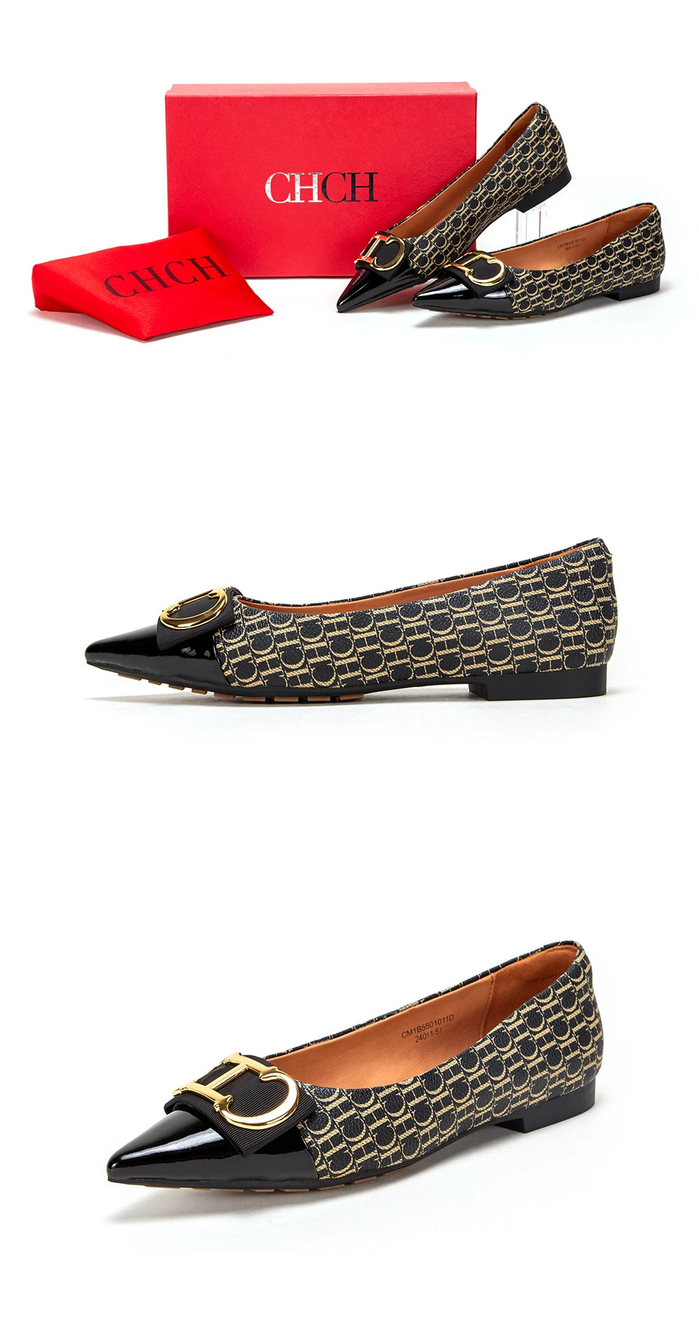 CHCH Women's Lefu Shoes New Spliced Pointed Anti slip Flat Casual Shoes Business Shoes