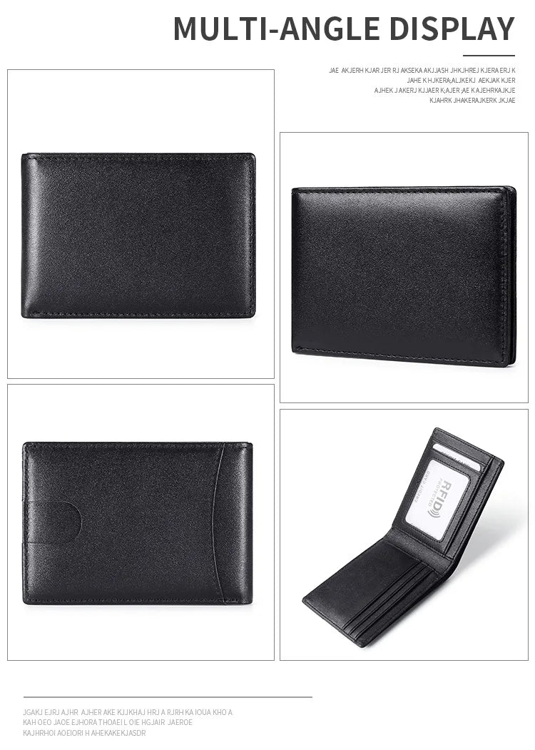 RFID Blocking Mini Men's Genuine Leather Wallet Slim Business Credit Card Holder Man Anti Theft Ultra Thin Purse For Male