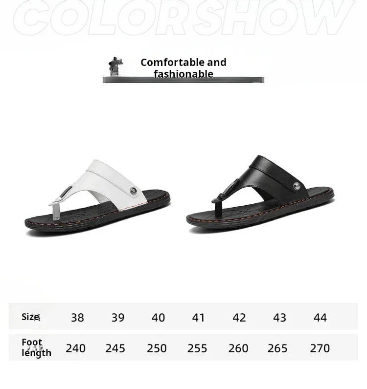 Flip Flops Flat Mens Sandals Summer Shoes Men Slippers Leather Mens Holiday Non-slip Flip Flops Huaraches Para Caballero