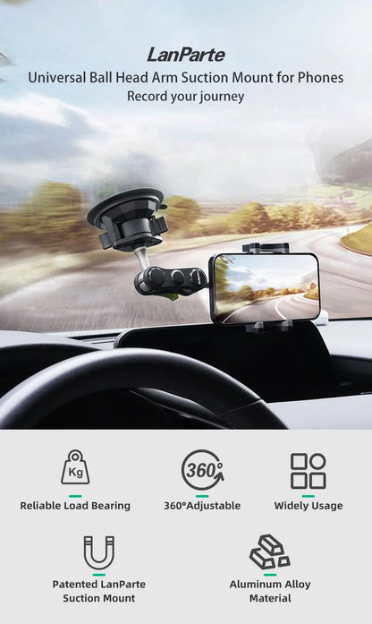 Car Phone Holder Windscreen Mount,Dashboard Phone Holder, Strong Suction Cup Phone Mount ,360°Mobile Phone Holder for Windshield