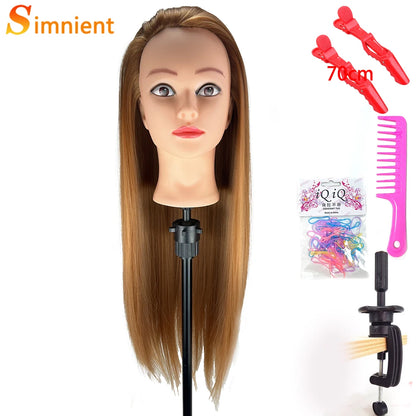 70Cm 100% High Temperature Fiber Blonde Hair Mannequin Head Training Head For Hairstyles Braid Hairdressing Manikin Doll Head