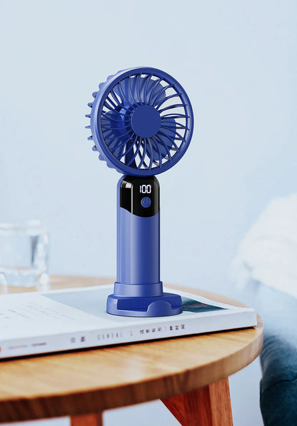 Portable Handheld Fan-LED Display Usb Fan, 6-Speed Wind, Rechargeable Portable Fan, Mini Fan for Home/Camping/Office