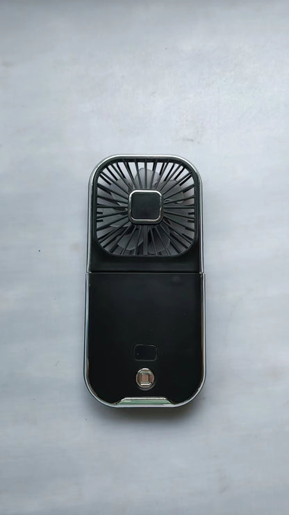 Folding handheld fan USB charging digital display outdoor mini neck hanging power bank fan，gift