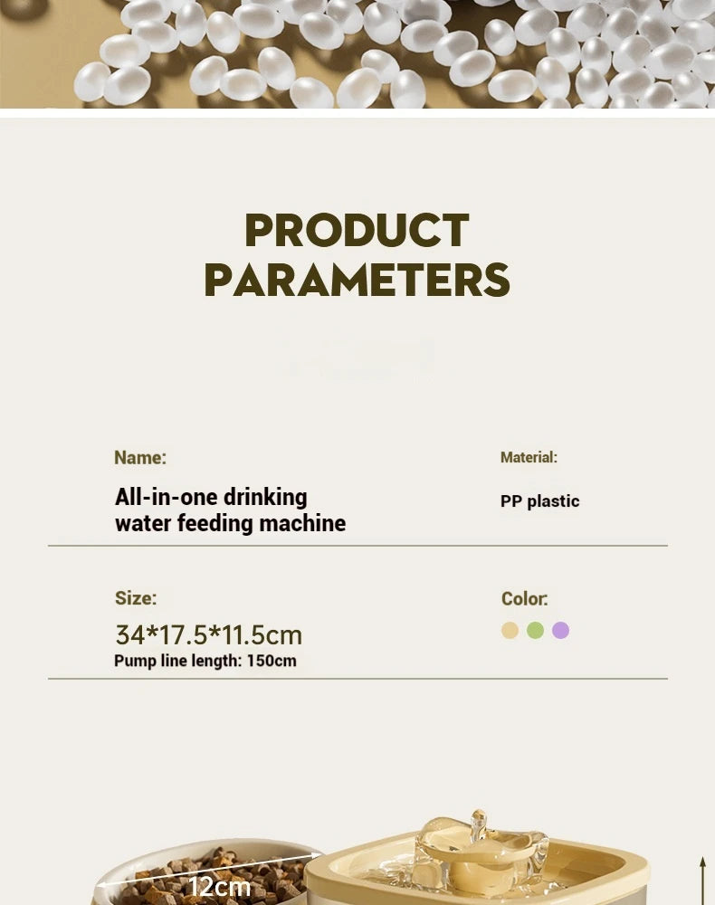 Fountain for Cats Auto Pet Fountain Filter Electric Mute Cat Drinker Bowl Pet Feeder 2in1 Recirculate Drinker Cat Water Fountain