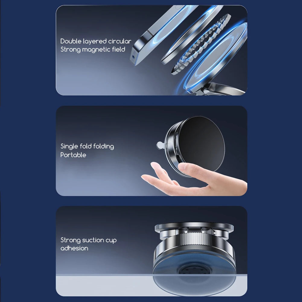 Rotatable 360 Degree Magnetic Car Phone Mount Vacuum Suction Phone Holder for Navigation Driving