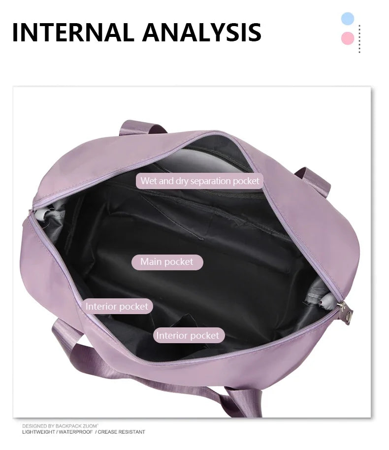 Carry On Travel Duffle Bag  Waterproof Sports Gym Tote Bags for Women Large Capacity Storage Luggage Handbag