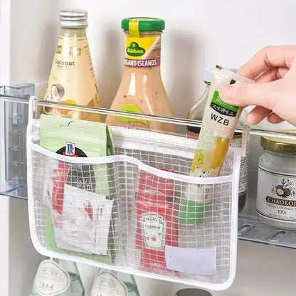 1pc Refrigerator Door Organizer Fridge Hanging Mesh Bag For Kitchen Storage Bag