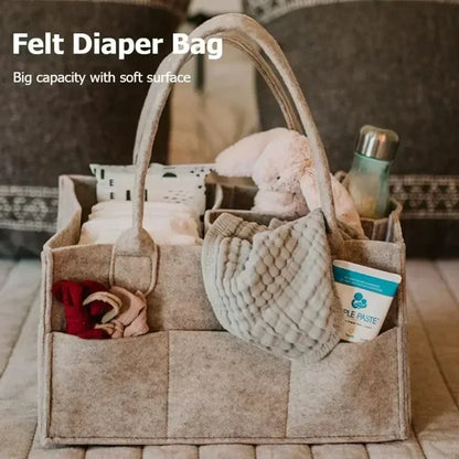 Baby Diaper Bag Felt Diapers Storing Baby Products Nursery Supplies Storage Bag Foldable and Portable Essential Mother's Handbag