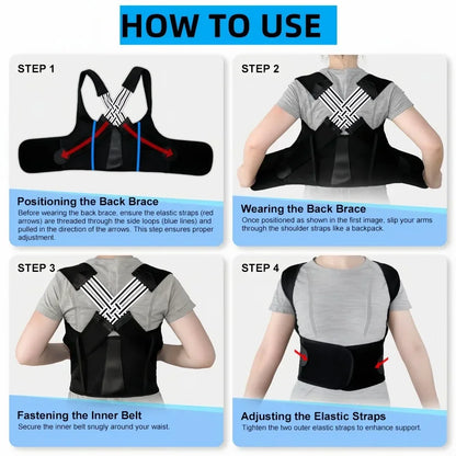 Posture Back Brace Adjustable Back Support Strap to Men and Women Prevent Spinal Distortion and Hunchback Suitable for Exercise