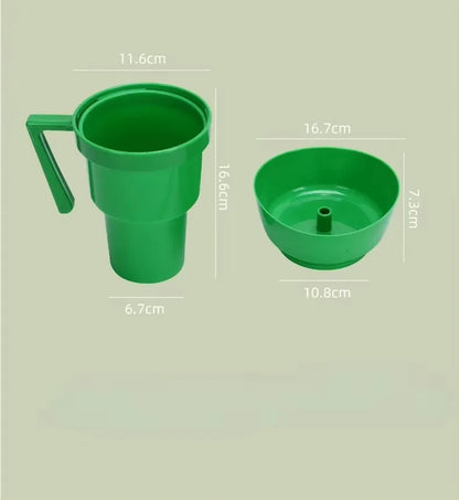 2-in-1 Silicone Beverage Cola Cup With Snack Tray Bowl Straw for Popcorn and Snacks at Cinemas Dropshipping Sourcing Wholesale