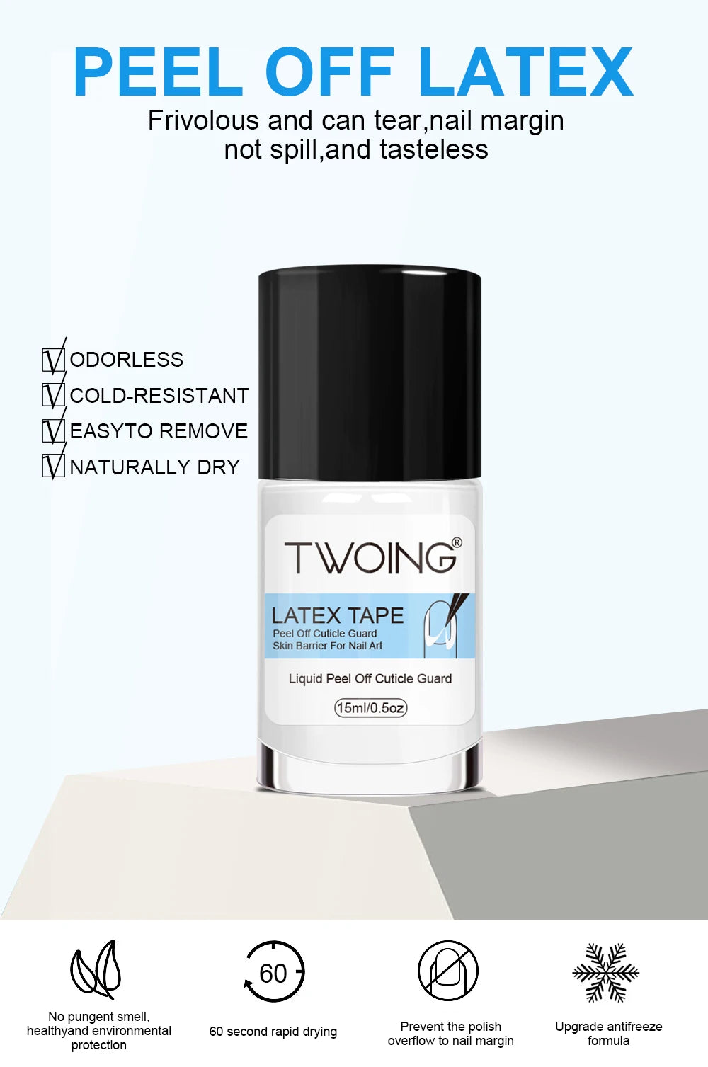 15mlNail Peel Off Liquid Anti-Overflow Glue Edge Latex Tape, Nail milk pad Peel OffCuticle Guard Nails Finger Lacquer Protectors