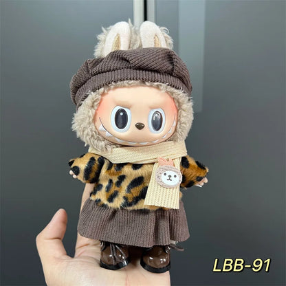 Labubu can wear baby clothes vinyl cloth 17cm doll cute change casual suit skirt plush clothes