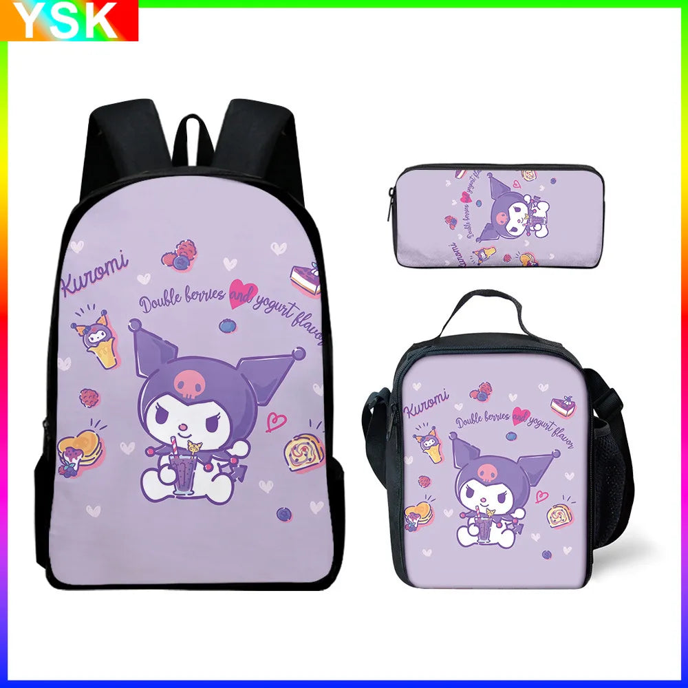 Sanrio Kuromi Backpack Sanrio Backpack Pencil Bag Student School Bag Primary and Middle kawaii Cartoon School Bag Mochila