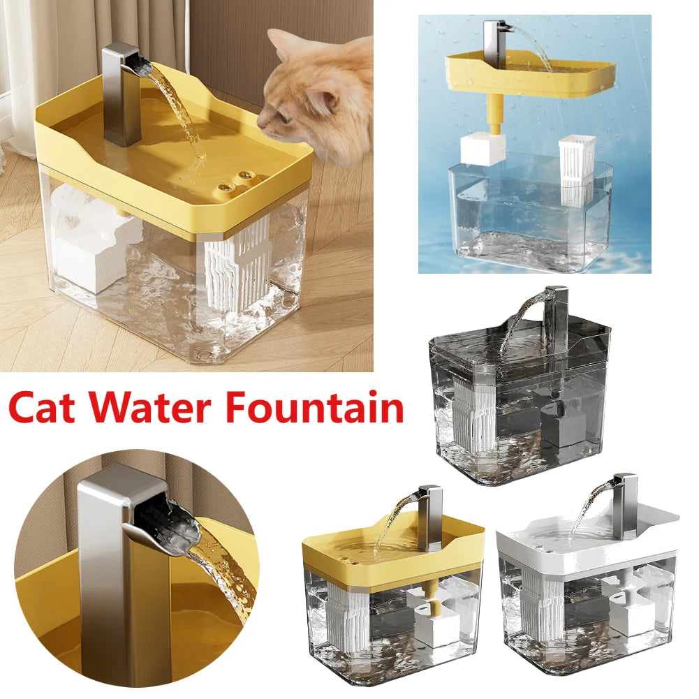 Cat Water Fountain with Quiet Pump Dog Water Filter Dispenser USB Anti-Dry Burning Pet Fountain Cat Fountain for Cats Indoor