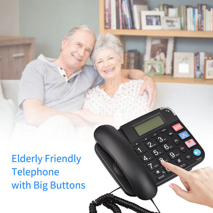 Corded Phone with Big Button Desk Landline Phone Telephone Support Hands-Free/Redial/Flash/Speed Dial/Ring Volume Control