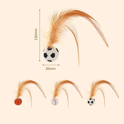 Cat Interactive Ball Toys Interactive Bouncy Ball with Feathers Cat Toys for Indoor Cats and Kittens