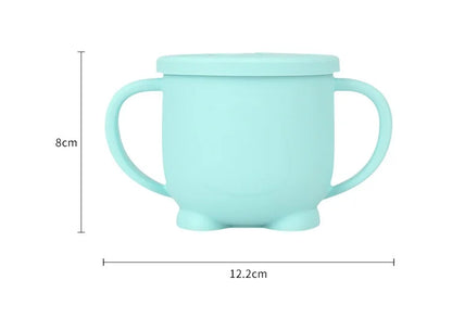 Kids Cup Silicone Food Storage Box Solid Color Baby Sippy Cup Portable Children Snacks Container with Lid Scale BPA Free 200ml