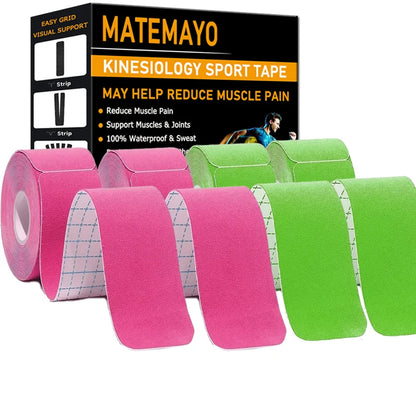 4 Rolls Kinesiology Tape Pro Athletic Sports Tape 80 Precut Strips Sports Waterproof Breathable Latex Free Elastic Sports Tape