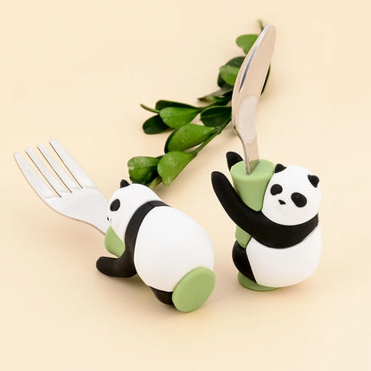 Lofca Baby Silicone Spoons Panda Silicone Fork Sloth Feeding Food Learn To Eat Children's Tableware BPA Free Food Feeding