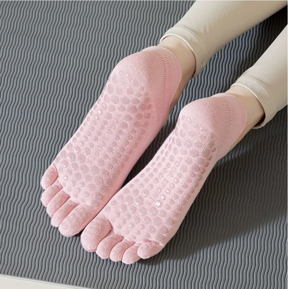 Yoga Socks for Women toe socks non slip Pilates class Hollow out Breathable anti-slip socks five fingers aerobics cotton socks