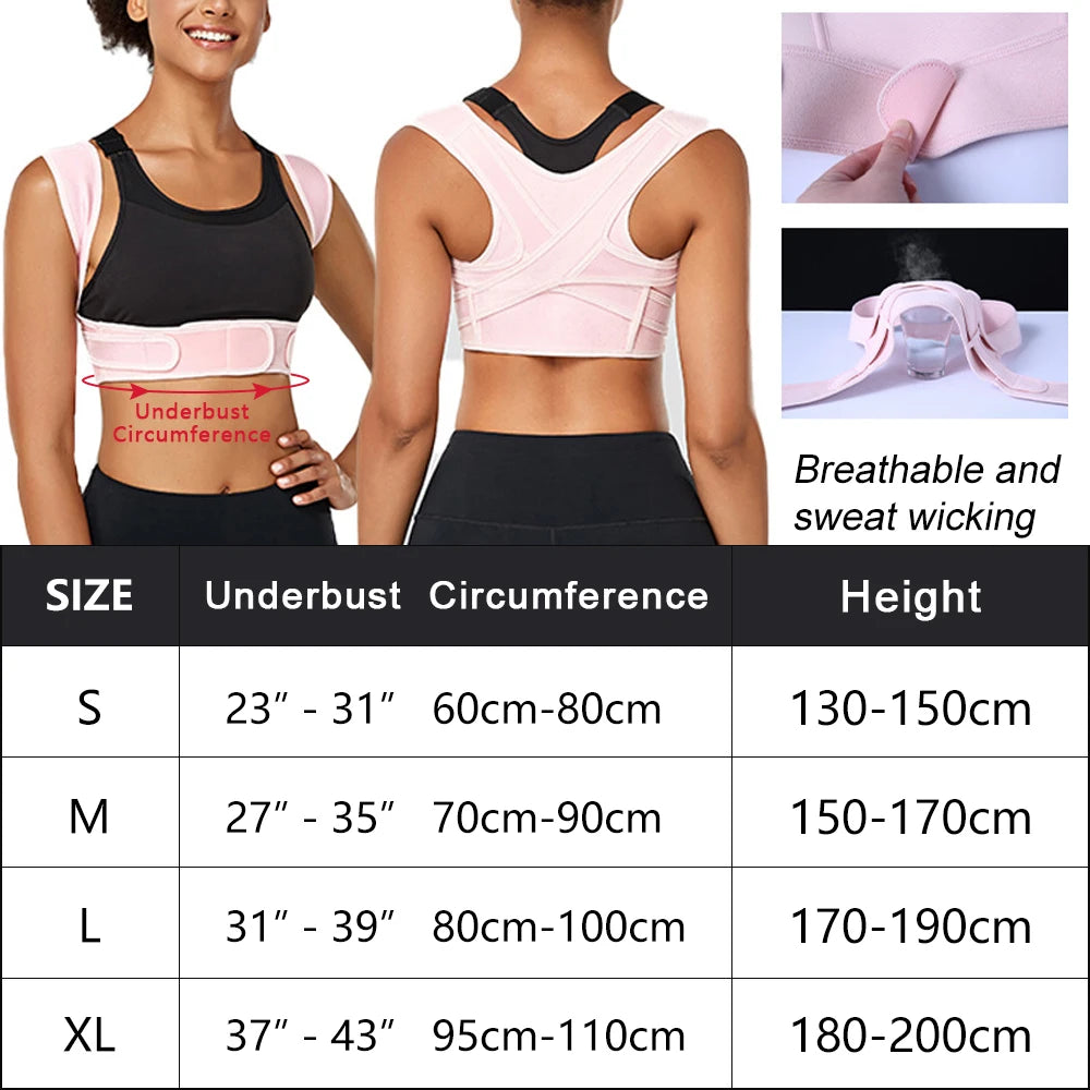 Posture Corrector Adjustable Upper Back Brace Breathable Back Support Straightener for Neck Shoulder Clavicle Lumbar Pain Relief