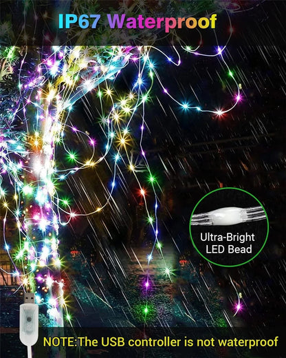 Smart Christmas Light APP Control Fairy LED Garland 5M 10M Remote Bluetooth DIY Color Indoor Music Sync Outdoor USB String Light