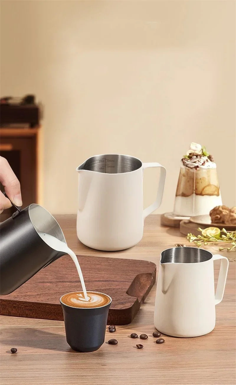 Coffee Milk Frothing Pitcher Jug Stainless Steel With Scale Espresso Steaming Pitchers Professional Milk Foam Jug Barista Craft
