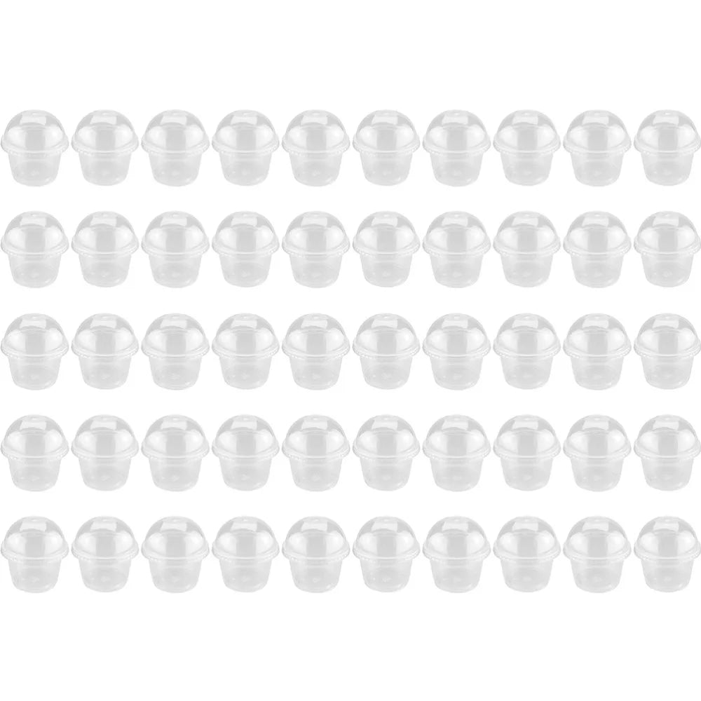 50pcs 250ml Disposable Salad Cup Dessert Cups with Lids Disposable Pudding Plastic Cups for Soup Sundaes Ice Cream