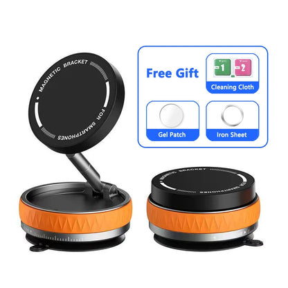 Vacuum Suction Magnetic Car Mount Strong Suction Stand Phone Holder Foldable Design 360° Rotation Adjustable Car Phone Bracket