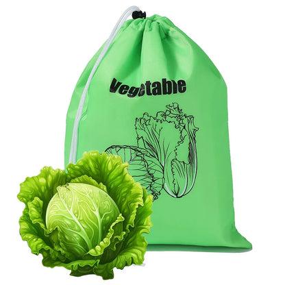 Fruit Vegetables Storage Bag Reusable Drawstring Food Storage Bags Fresh-keeping Pouch Bag for Picnic Outdoor Activities