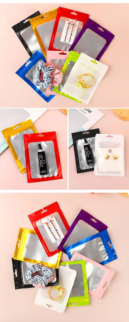 50Pcs Thicken Ziplock Bags Colorful Resealable Zipper Bags Pouch Jewelry Display Electronics Accessories Packaging Storage Bags