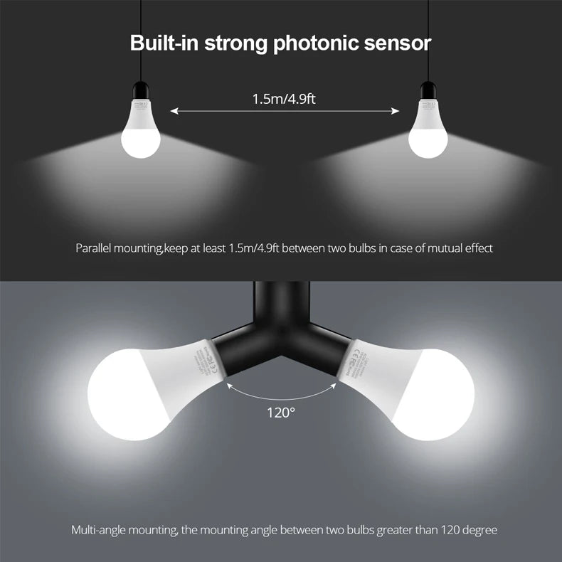 LED Light Sensor Light Bulb E27 15W Dusk to Dawn Smart Auto ON/OFF Switch Day to Night Lamp 110V 220V For Stair Hallway Pathway
