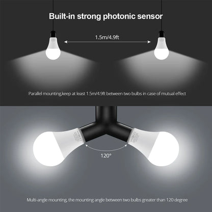 LED Light Sensor Light Bulb E27 15W Dusk to Dawn Smart Auto ON/OFF Switch Day to Night Lamp 110V 220V For Stair Hallway Pathway