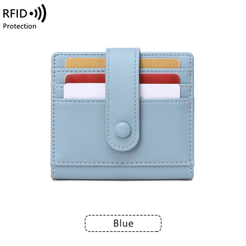 RFID Anti-blocking Wallet for Women, Multi-Card, Credit Card Bag, Lightweight and Simple, Short Buckle, Small, Fashion Wallet