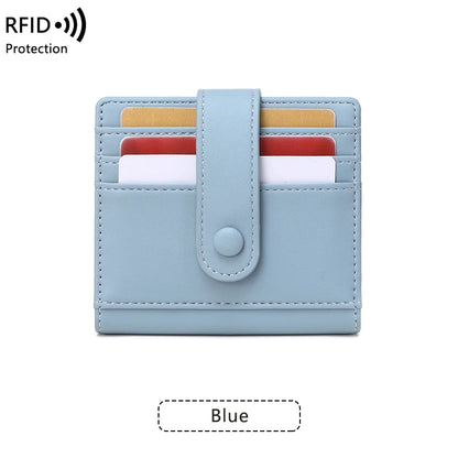 RFID Anti-blocking Wallet for Women, Multi-Card, Credit Card Bag, Lightweight and Simple, Short Buckle, Small, Fashion Wallet