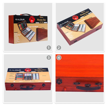 Art Supplies, Aesthetic Cute Preppy Stuff School Supplies, 142-Pack Deluxe Wooden Art Set Crafts Drawing Painting Coloring Kit