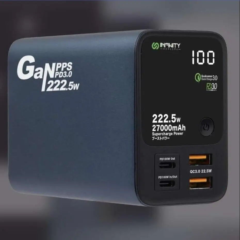 22.5W Power bank PD 200W 27000MAH 5V 9V 12V 15V 20V 5A USB QC4.0 Super Charge VOOC Li-polymer battery