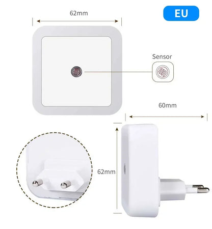 LED Night Light Smart Light Sensor Wall Lamp US EU Plug in Auto-On/Off Night Lamp for Bedroom Kitchen Hallway Stairs Nightlight