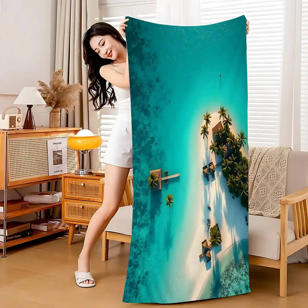 Beach Ocean Wave Anime Beach Swimming Towel Soft Absorbent Washcloth Children's Gifts For Kids Travel Camping Gym