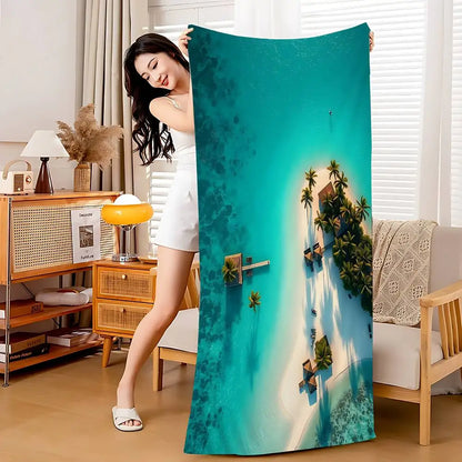 Beach Ocean Wave Anime Beach Swimming Towel Soft Absorbent Washcloth Children's Gifts For Kids Travel Camping Gym