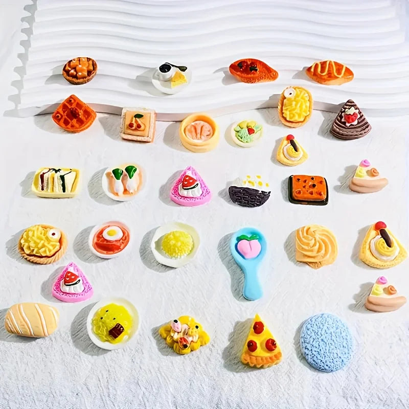 Mini Food Toys Mixed Style Resin Food Doll Kitchen Mini Food Statue DIY Accessories Halloween Christmas Gifts