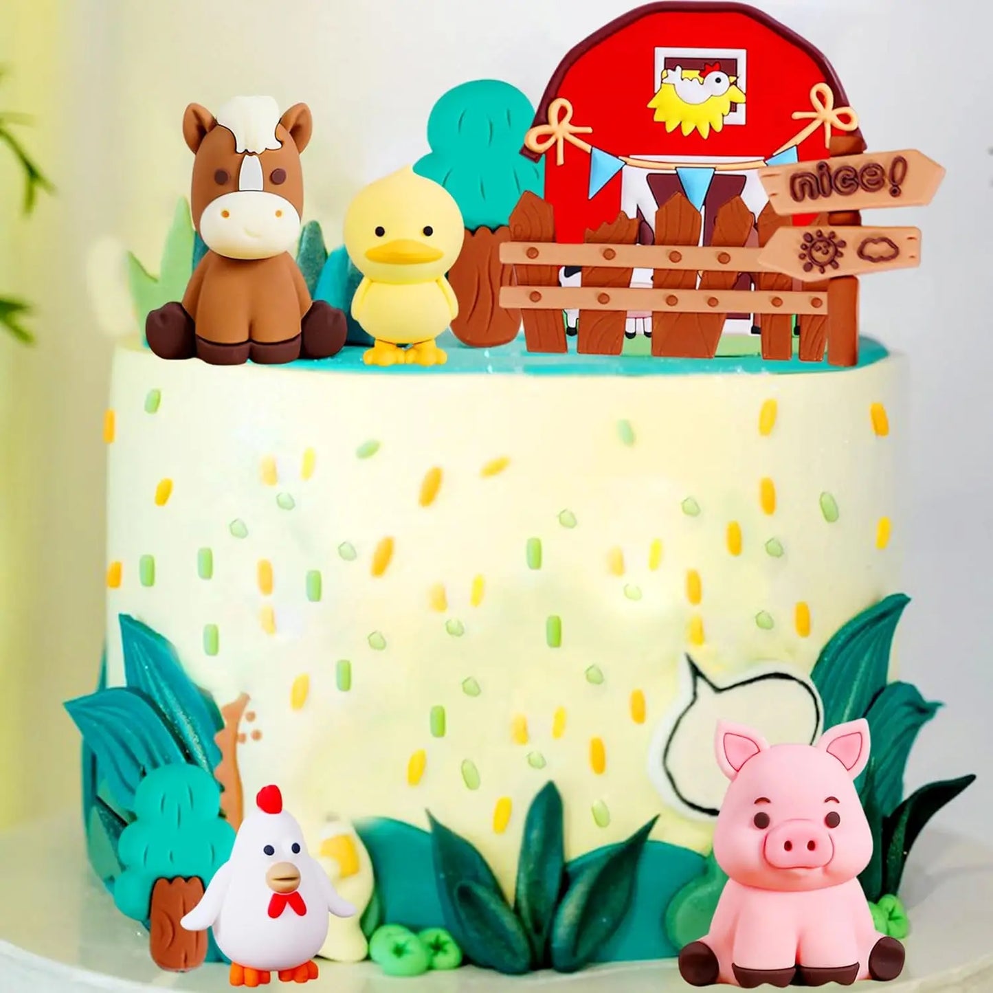 Farm Animal Cake Decoration Farm Birthday Cake Toppers Cow Pig Cake Topper for Farm Animal Baby Shower Birthday Party Decoration