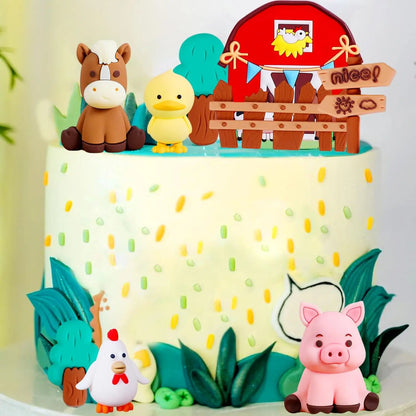 Farm Animal Cake Decoration Farm Birthday Cake Toppers Cow Pig Cake Topper for Farm Animal Baby Shower Birthday Party Decoration