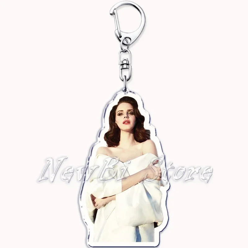 Hot Singer Lana Del Rey Keychain for Accessories Bag Pendant Born To Die Ultraviolence Key Chain Ring Keyring Jewelry Fans Gifts